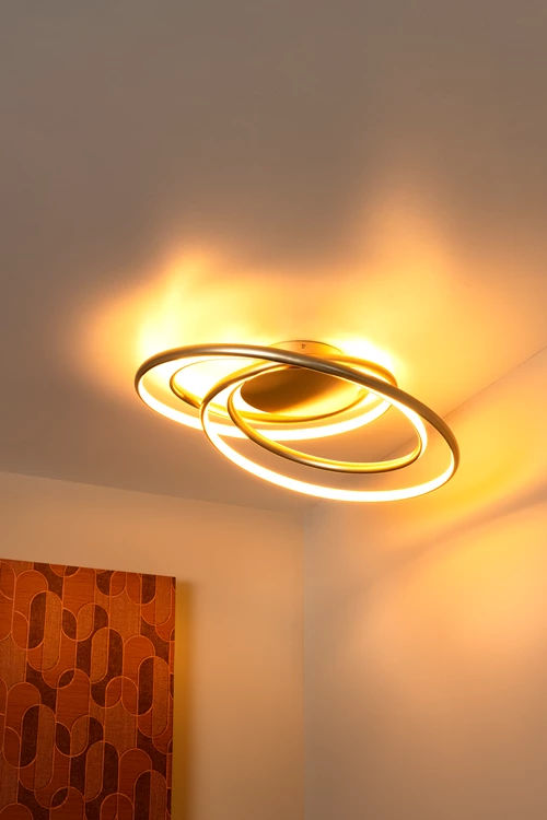 Lucide SARDANA - Plafonnière - LED Dimb. - 1x54W 2700K - Mat Goud / Messing | Premium - sfeer 2